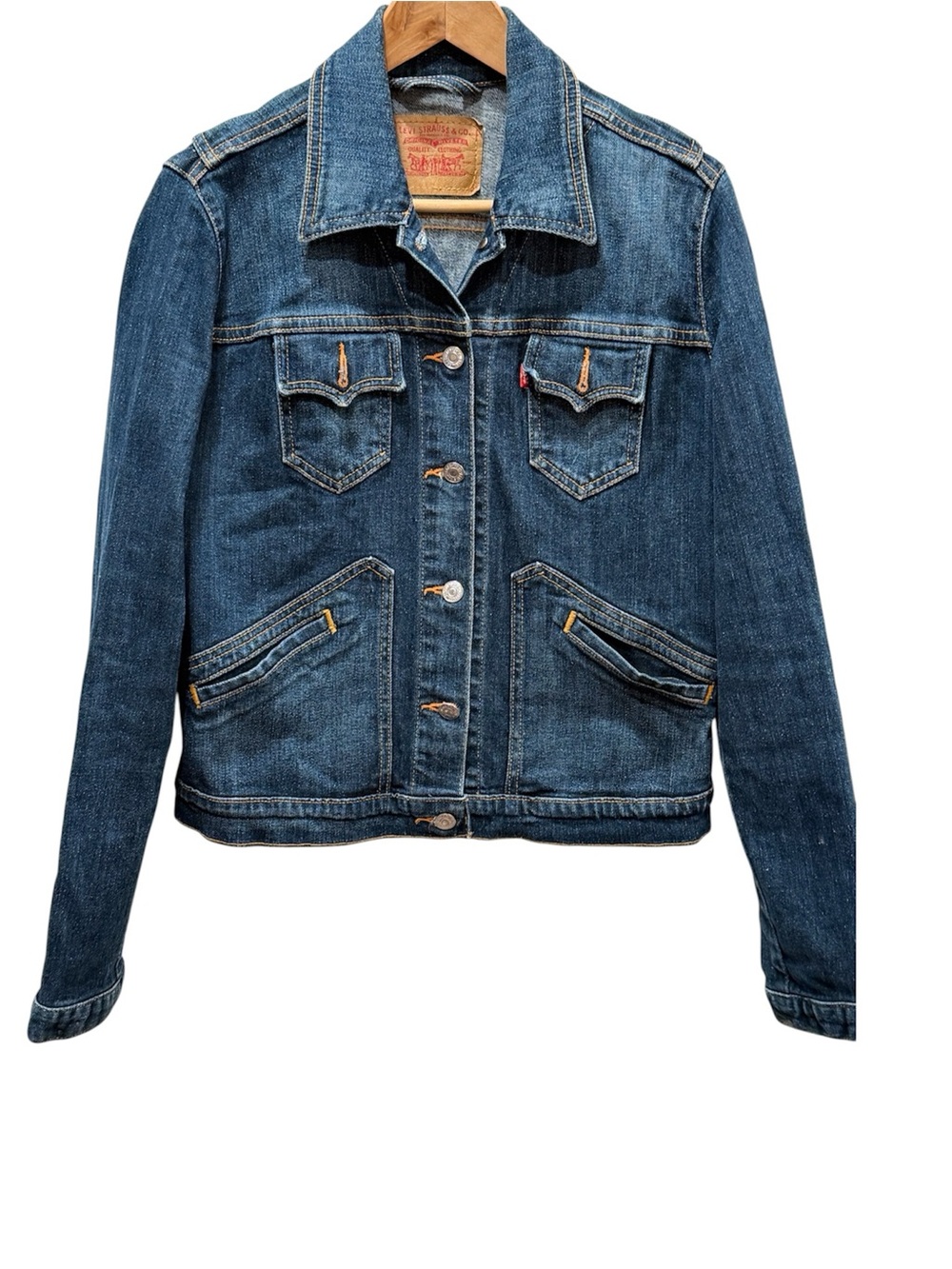 Levi’s Women’s Trucker Denim Jacket Medium Dark Wash Stretch Jean Jacket